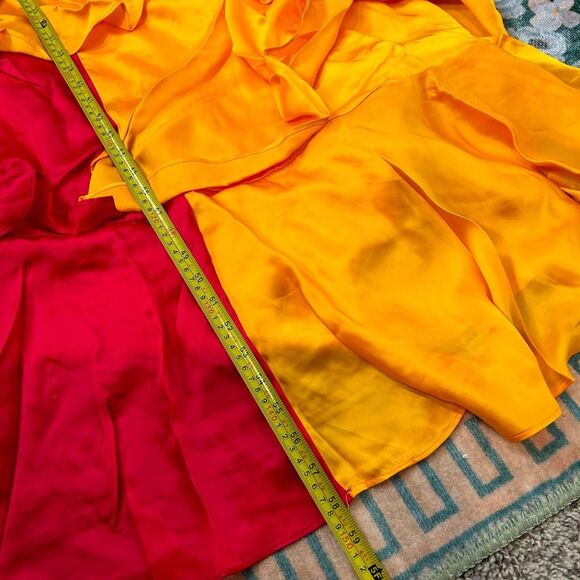 Anthropologie Pinnacle X Shruti Orange Pink Colorblock Ruffle Maxi Dress Medium - Picture 10 of 15